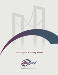 Annual report over picture of bridge and AbbyBank logo