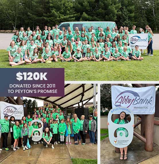 Collage of Peyton's Promise images and donation amount impact current as of December 2025